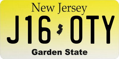 NJ license plate J16OTY