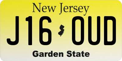 NJ license plate J16OUD