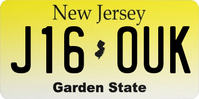 NJ license plate J16OUK