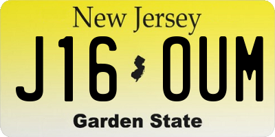 NJ license plate J16OUM