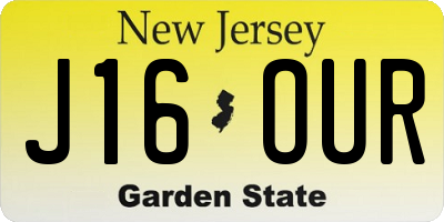 NJ license plate J16OUR