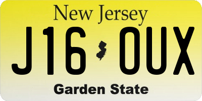 NJ license plate J16OUX