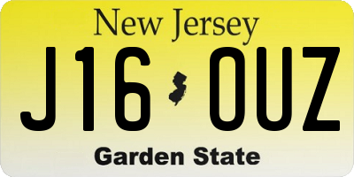 NJ license plate J16OUZ