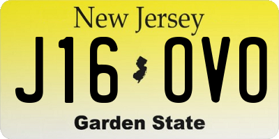 NJ license plate J16OVO