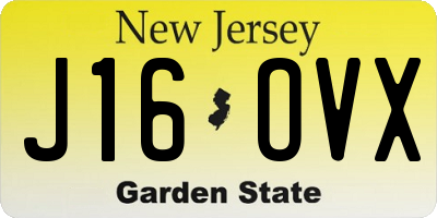 NJ license plate J16OVX