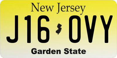 NJ license plate J16OVY