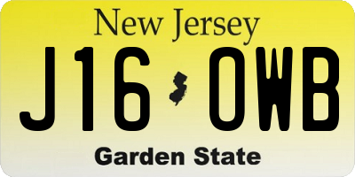 NJ license plate J16OWB