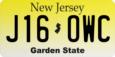 NJ license plate J16OWC