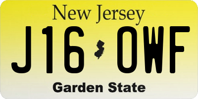 NJ license plate J16OWF