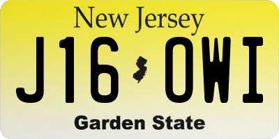 NJ license plate J16OWI