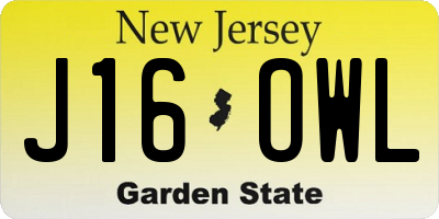 NJ license plate J16OWL