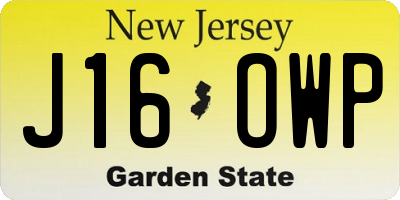 NJ license plate J16OWP