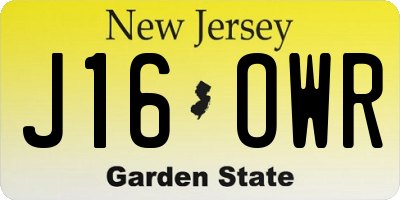 NJ license plate J16OWR