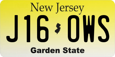 NJ license plate J16OWS