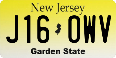 NJ license plate J16OWV