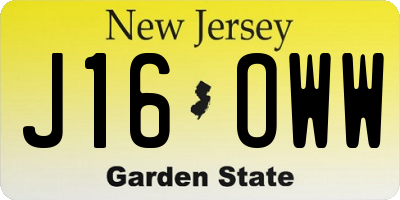 NJ license plate J16OWW