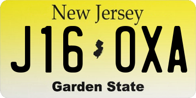 NJ license plate J16OXA