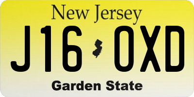 NJ license plate J16OXD