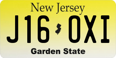 NJ license plate J16OXI