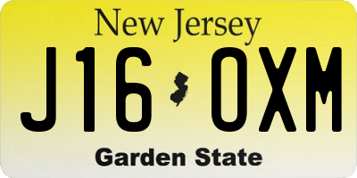 NJ license plate J16OXM