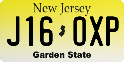 NJ license plate J16OXP