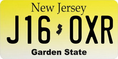 NJ license plate J16OXR