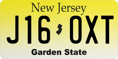 NJ license plate J16OXT