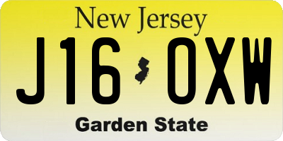 NJ license plate J16OXW