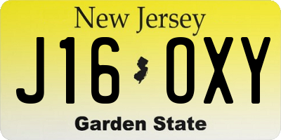 NJ license plate J16OXY