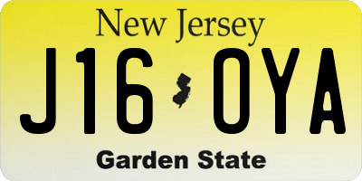 NJ license plate J16OYA