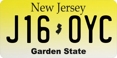 NJ license plate J16OYC