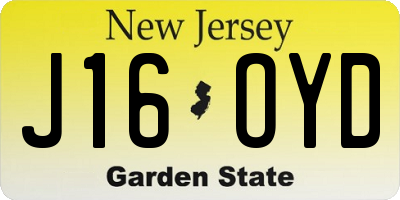 NJ license plate J16OYD