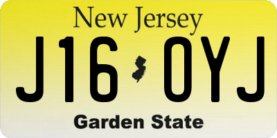 NJ license plate J16OYJ