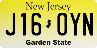 NJ license plate J16OYN