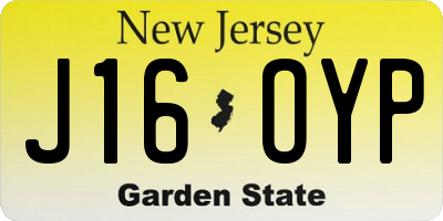 NJ license plate J16OYP