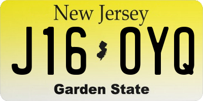 NJ license plate J16OYQ