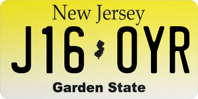 NJ license plate J16OYR