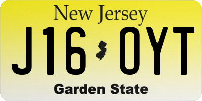 NJ license plate J16OYT