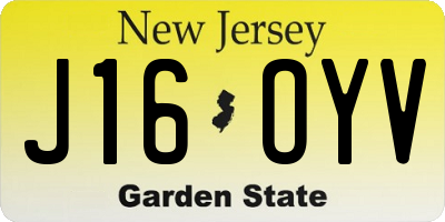 NJ license plate J16OYV