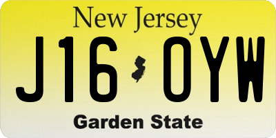 NJ license plate J16OYW