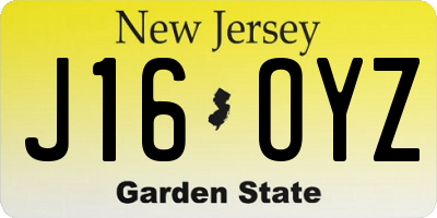 NJ license plate J16OYZ