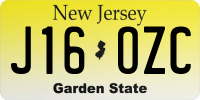 NJ license plate J16OZC