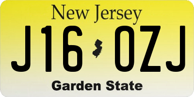 NJ license plate J16OZJ