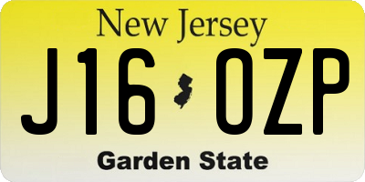 NJ license plate J16OZP