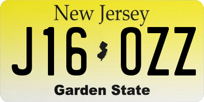 NJ license plate J16OZZ
