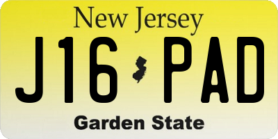 NJ license plate J16PAD