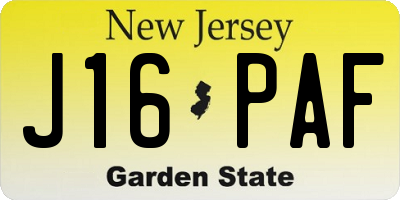 NJ license plate J16PAF