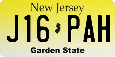 NJ license plate J16PAH