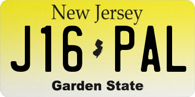 NJ license plate J16PAL
