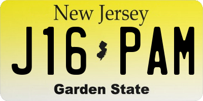 NJ license plate J16PAM